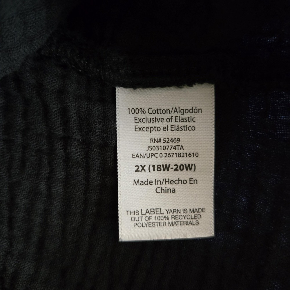 Joyspun Sleepshirt Womens 2X Black 100% Cotton Gaze Babydoll Short Sleeve Lounge - Picture 5 of 7